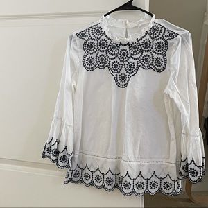GAP Embroidered Top with Flared Sleeves